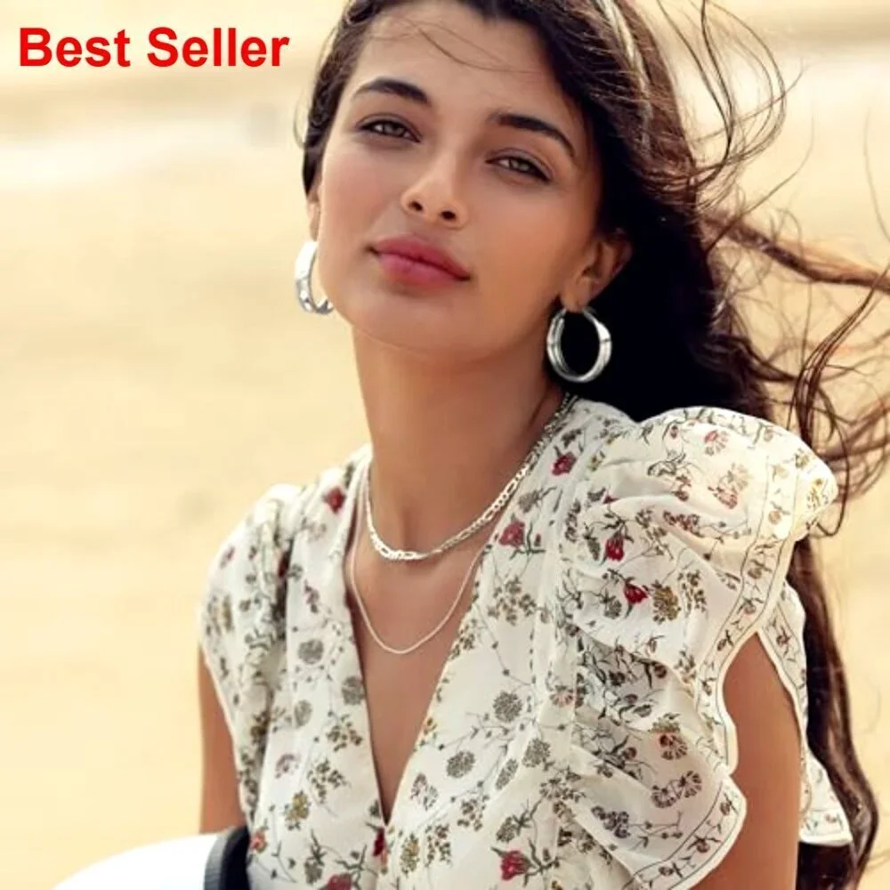 Sterling Silver Chain Necklace Thin Diamond Cut Cable Link Lobster Clasp